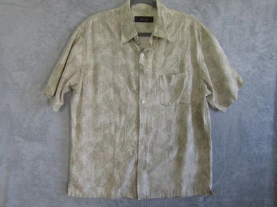 Camisa de manga corta Tasso Elba para hombre seda lino cachemira talla L botón delantero Foto 1 de 4