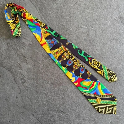 Corbata de seda GIANNI VERSACE COUTURE estampado Il Napoleone de F/W 1992/93 Foto 1 de 4