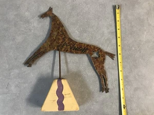 Metal Horse on Stand Rusty Primitive Folk Art Handcrafted Farmhouse Signed - Picture 1 of 7