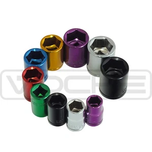 VOCHE® PRO 10 PIECE 3/8" SHALLOW DRIVE COLOURED SOCKET SET WITH STORAGE RAIL - Picture 1 of 3