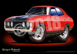 Ford XA GT Falcon Cartoon Print - Falcon GT Sedan Digital Drawing ( 13 Colours ) - Picture 1 of 17