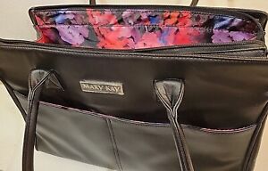 Mary Kay Tote LG Blk Consultant travel Bag Makeup Organizer Purse Floral Lining