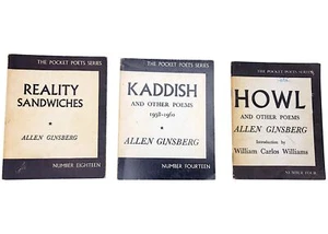 Allen Ginsberg Pocket Poets Lot 3 Bks Howl Kaddish Reality Sandwiches Vintage - Picture 1 of 21