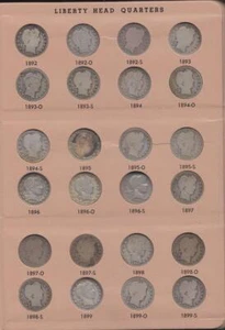 REDUZIERT!! FAST KOMPLETTER BARBER QUARTERS SET 1892-1916 PDOS AG-VG (FEHLEN 3) - Bild 1 von 9