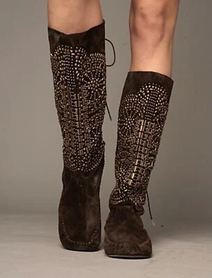 Jeffrey Campbell Fleetwood Mocasín Tachonado Gamuza Cuero FL-MOC Botas 7 Foto 1 de 4