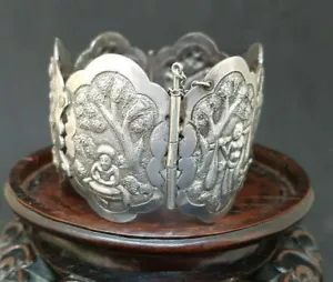 SCHÖNER ANTIKER CHINESISCHER EXPORT SILBER ARMBAND ARMREIF 69,8 G. - Bild 1 von 7