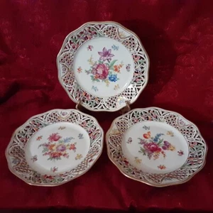 Schumann Bavaria Chateau Dresden 9-1/2" Luncheon Plates - Set of 3 - Picture 1 of 6