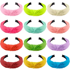 12 Pieces Knotted Hair Turband for Women - Colorful Fabric Headbands in 12 Color - Picture 1 of 12