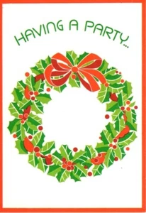 Rojo y Verde Clásico Acebo Guirnalda Navidad Fiesta Invitaciones - Juego de 8 - Imagen 1 de 3