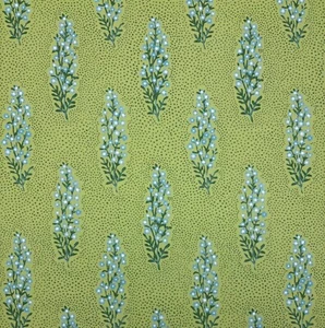 LEAH O'CONNELL TEXTILES LOTTIE CRICKET GREEN LINEN BACKED FABRIC 2.7 YARDS 55"W - Picture 1 of 6