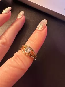 14 Karat Gelbgold Diamant Solitarre 1/3 Kttw mit Diamant Ringschutz Größe 3,75 - Bild 1 von 2