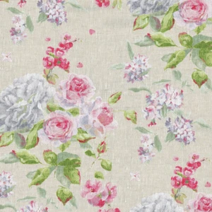 Textiles français The Timeless Rose 100% Linen Designer fabric per half metre - Picture 1 of 7