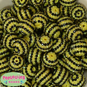 Cuentas gruesas de chicle gruesas de resina de estrás negro y amarillo 20 piezas - Imagen 1 de 1