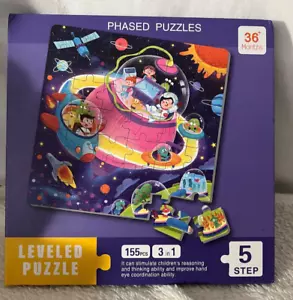 Puzzle Magnetici Livellati Bambini 3 in 1 Livello 5 Tema Stazione Spaziale 155 pz - Foto 1 di 13