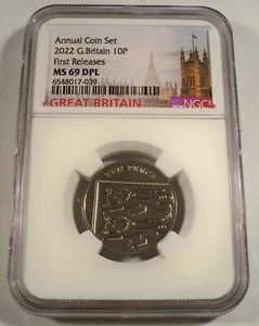2022 GRAN BRITÁNICA NGC MS 69 DPL 10 PENIQUES 10P A PRUEBA PROFUNDA COMO - Imagen 1 de 3