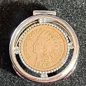 Indian Head Penny von 1902 - Geldklammer silberfarben. Unser B363 - Bild 1 von 5