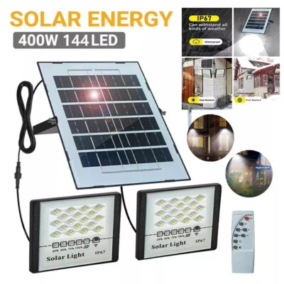 US 400W LED Solar Flood Lights Outdoor Street Light Dusk to Dawn Flood Wall Lamp - Image 1 of 4