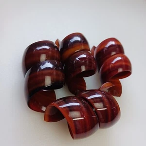 Set Of 4 Plastic Spiral Twisted Napkin Rings 3" Vintage Faux Tortoiseshell Brown - Picture 1 of 14