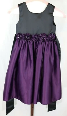 Tip Top Girls Black Purple Beaded Sleeveless Dressy Long Party Dress Size 4 - Image 1 of 4