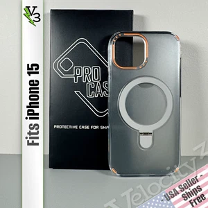 Case for iPhone 15 - Frosted Gray w/ Orange Accents | Magnetic O-Ring Kickstand - Picture 1 of 18