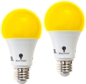 2-Pack Solray A19 Amber Yellow LED Bug Light Bulb No Blue Light Outdoor 650 Lume - Picture 1 of 12