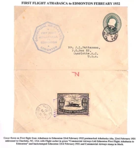 CANADA Air Mail COMMERCIAL AIRWAYS 1932 FIRST FLIGHT Athabasca Edmonton ZP41 - Picture 1 of 6