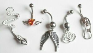 Angel Wing Devil Love Heart Snake Charm Crystal Gem Navel Belly Ring Jewelry Bar