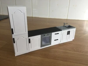 Dolls House Kitchen, Modern, Fitted Kitchen 1:16 or 1:12, fridge, freezer, oven, - Picture 1 of 24