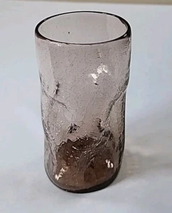 Blenko Hand Blown Purple Pinched Crackle Glass Drinking Tumbler (01) - Picture 1 of 13