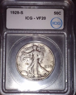 1928-S Walking Liberty Fifty Cent, ICG VF20, Tougher Date, Issue  Free - Image 1 of 2