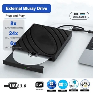 External Bluray Drive BD DVD CD RW Burner Writer Portable USB 3.0 Optical Drives - Picture 1 of 8