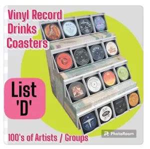 Reggae R&B Rock Vinyl Records DRINKS COASTERS Upcycled SINGLES Original List D. - Picture 1 of 357