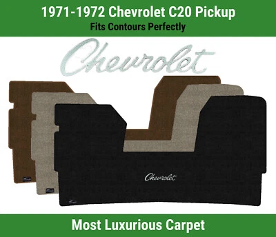 Lloyd Luxe Front Carpet Mat for '71-72 Chevy C20 Pickup w/Black Chevy Letters Foto 1 de 4