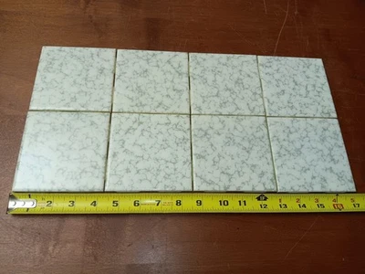 4 1/4" X 4 1/4" MIRAPLAS Genuine Ceramic Tile NEW Vintage MCM Green Mist LOT x 8 - Image 1 of 4