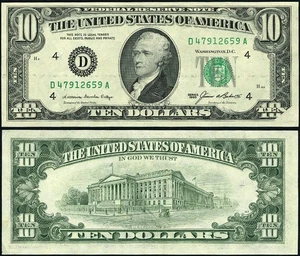 FR. 2027 D $10 1985 Federal Reserve Note ERROR Cleveland Obstructed Printing... - Picture 1 of 3