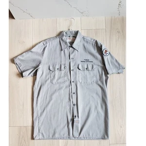 Dickies Shirt Mens L Gray Utility Federal Bureau Prisons Embroidered Uniform - Picture 1 of 6