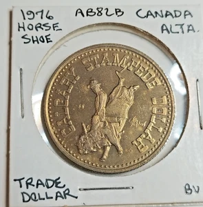 1976 Calgary Alberta $1 Stampede Dollar token uncirculated AB82B Horseshoe privy - Bild 1 von 2