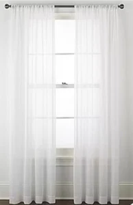 Room Essentials Sheer White Rod Pocket Hang Curtain Panels 40" x 84" Each - Picture 1 of 2
