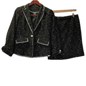 Nicole Miller for Mary Kay Black Tweed Style Suit Set 4P Pearl Buttons - Picture 1 of 17