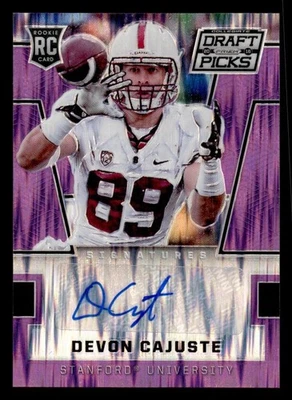 2016 PANINI PRIZM DRAFT DEVON CAJUSTE 141 PRIZM PURPLE RC AUTOGRAPH /99 STANFORD - Image 1 of 2