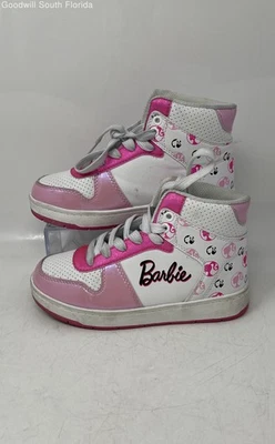 Mattel Niñas Barbie Hi Rosa Blanco Imitación Cuero Con Cordones Tenis Zapatos Talla 1 Foto 1 de 4