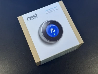 Nest 1st Generation Learning Silver Programmable Thermostat Accessories In Box - Image 1 of 4
