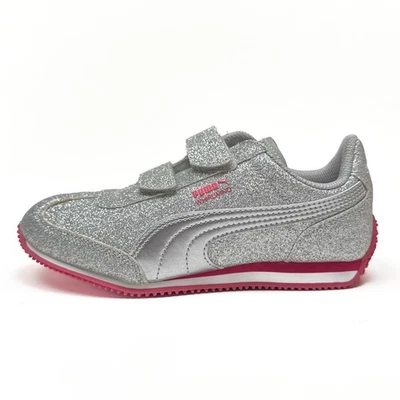 Puma Girls Glitter Sneakers Silver/Grey Child 2.5C Hook & Loop - Image 1 of 4