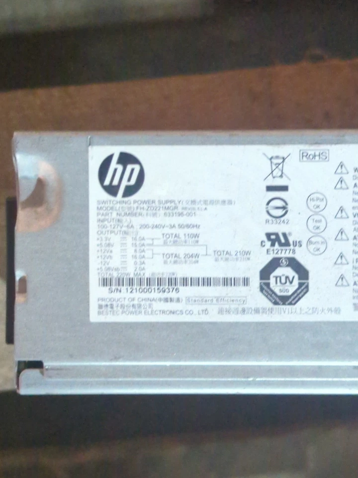 Fuente de alimentación de escritorio HP 633195-001 PS-6221-9 220W HP Slimline @HPP9 Foto 1 de 2