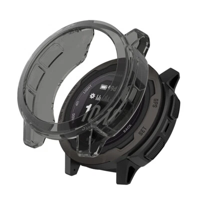 StrapsCo TPU Protective Clear Black Case Frame Protector for Garmin Instinct 2