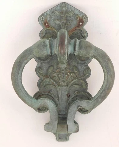 Antique Bronze Metal Door Knocker~Victorian Architectural Salvage~Floral Design Cover
