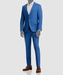 Hugo Boss Men's Blue Solid Extra Slim Fit 2-Piece Jacket Pants Suit Size 38R - Picture 1 of 10