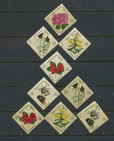Bhutan Flowers Complete Mint Never Hinged Set of 9 Scott #85 - 85H Cover
