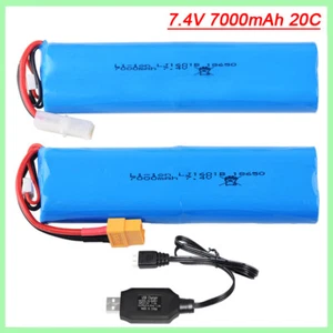 Batteria agli ioni di litio 7000 mAh 7,4 V spina KET-2P/XT60 per serbatoio radiocomandato Henglong 3818 3889 3809 - Foto 1 di 9