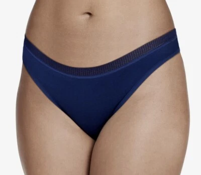 JOCKEY Smooth & Shine Lace Seamfree Seamless Navy Blue Thong Panty Womens Sz L 7 - Image 1 of 4